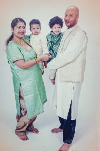 Alka with her husband and her two sons