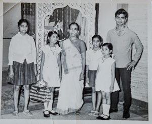 Anju (smallest girl on right) at Mumbai Airport in April 1969, about to go to the UK for the first time
