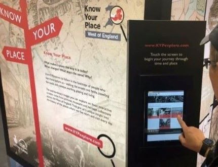Person using interactive exhibition